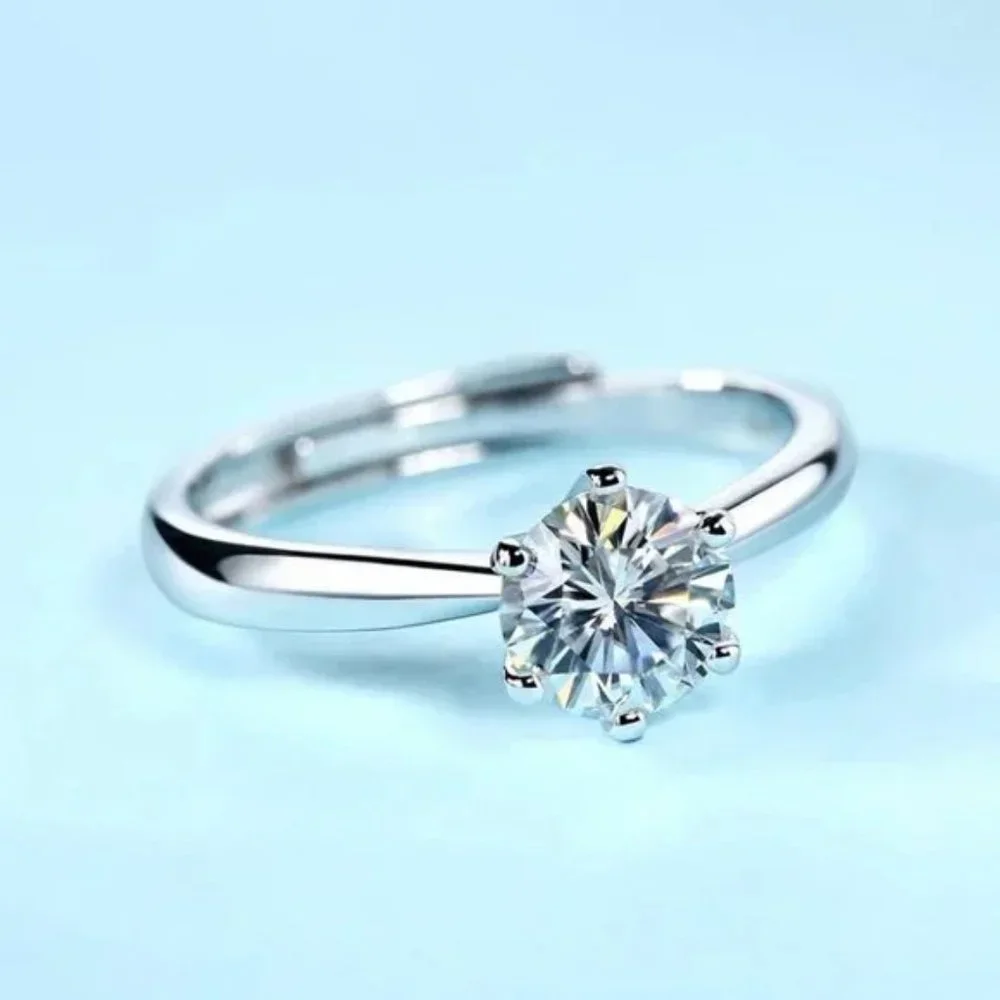 Certified 5ct. t.w. Diamond Moissanite Round Solitaire Engagement Ring NEW - Picture 9 of 13